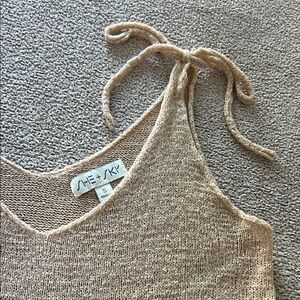 She + Sky - Peach Beige Knit Tie-Shoulder Tank Top - Size Small